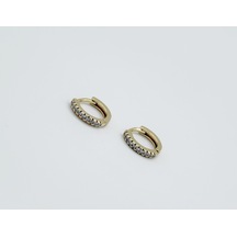 14k Gold Plated Vena Hoop Küpe Gold