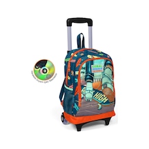 Coral High Kids Civit Neon Turuncu Kaykay Desenli Üç Bölmeli Işıklı Tekerlekli Çekçekli Okul Sırt Çantası 23923