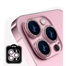 İphone Uyumlu 16 Pro / Pro Max Ipg Kamera Lens Koruyucu Taşlı - Pembe