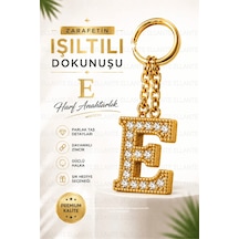 Kişiye Özel Harf Anahtarlık Altın Renk Zirkon Taşlı Şık Çanta Süsü Anahtar Aksesuarı Hediyelik Harf 05354919