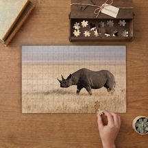 Bozkırda Yürüyen Gergedan Tasarımı 240 Parça Ahşap Puzzle Ahşap Kutuda Mpy60084