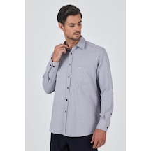 İmza Bordo Sert Yaka Kendinden Desenli Classic Pamuklu Comfort Fit Gömlek 1004250219 Bordo