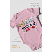 Morivokids Yetiş Ya Ali Süt Yok. Kısa Kollu Bebek Body %100 Pamuk Koyu Pembe