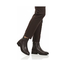 Kahve Hakiki Deri İçi Polarlı Kaymaz Kadın Bot 21893-1 Z Kahve