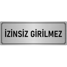 Metal Yönlendirme Levhası, Departman Kapı İsimliği İzinsiz Girilmez 10x20 cm Gümüş Renk