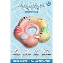 Kendinden Şişen Bebek Boyun Simidi Süngerli Çift Emniyet Kilitli Ayarlanabilir 0-1 Yaş Pembe