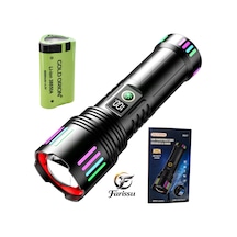 R517 200w Beyaz Lazer El Feneri - 6000 Lümen, 3000 Metre Uzağı Aydınlatan Zoomlu Şarjlı Fener Siyah