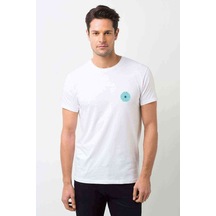Flower Aqua Bebek Duşu Mavi Gerbera Baskılı Beyaz Erkek Tshirt