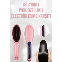 Mey İthalat Fön Etkili Saç Düzleştirici Tarak Yıpranma Karşıtı Döner Kablo Isı Ayarlı