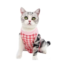 Hombey Yumuşak Modalı Kedi Ameliyat Sonrası Giysi - Yara Koruması, Tıraş Sonrası Isı Sağlama, Emzik Kesme Dönemi Stresi Azaltma - Pembe S