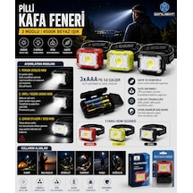 3 Fonksiyonlu Pilli Led Kafa Lambası Feneri Kırmızı