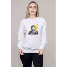 Formula F1 Ayrton Senna F1 Car Baskılı Beyaz Kadın Sweatshirt (534607684)