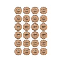 96 Adet Kraft Teşekkür Ederiz Etiketi 4x4 Cm Yapraklı Yuvarlak Ambalaj Paket Kutu Sticker Yapışkanlı Kahverengi