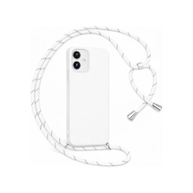 İphone 16 Plus İle Uyumlu Boyun Askılı Silikon Kılıf Viper İpli Telefon Kılıfı Beyaz