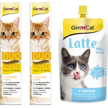 Gimcat Duo Paste Peynirli Vitamin Kedi Macun 2 x 50 G + Latte 200 ML