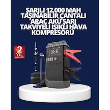 Şarjlı 12000 Mah Araç Akü Takviye Ve Hava Kompresörü 4 Ü Semeglbl - 35 1 Arada