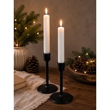 Modern Şamdan Seti, Siyah, 2'li, 13 Cm, Dekoratif Mumluk, Yuvarlak Tabanlı Çok Renkli