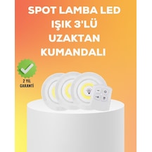 Çok Amaçlı Kullanım İçin Kablosuz Yapışkanlı 3 Lü Uzaktan Kumandalı Led Spot Lamba Mh-hs8746-9706