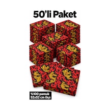 Herşeynota 50 Li Ejderha Desenli Fular Seti %100 Pamuk 52x52 Cm Etkinlik Gösteri Günlük Kullanım Çok Renkli