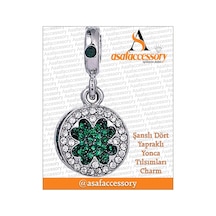 Şanslı Dört Yapraklı Yonca Tılsımları Charm Gümüş