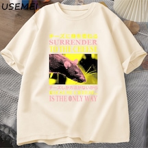 Flood Of Style Peynir Teslim Komik Meme T-shirt Adam Giysileri Japon Sıçan Grafik T Shirt Erkek Kadın Rahat Haki