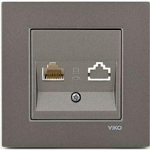 Viko Artline Novella Antrasit Tekli Nümeris Cat-3 Telefon Prizi Çerçeveli