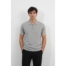 Cazador 34260 Erkek Gri Polo Yaka Triko T-shirt