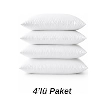 4 Adet Microfiber Yastık 1000gr Silikon Elyaf Dolgulu 50x70 Cm Beyaz Beyaz