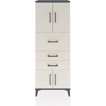 Hyperion Dolap 2 Raflı 3 Çekmeceli 4 Kapaklı 60x44x163 Antrasit-aytaşı Antrasit