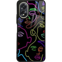 Oppo A38 Neon Silüet Tasarımlı Glossy Telefon Kılıfı Çok Renkli