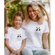 Aselinda Panda Tasarımlı Penye Tshirt Anne-kız Kombin Tişört Kombin Yapmak İçin 2 Ürün Ekleyiniz Beyaz