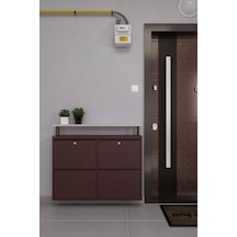 Ceha Kilitli Tablalı 4'lü Metal Ayakkabılık - Kahverengi K.AYK-2.4/J/P 8317/KL