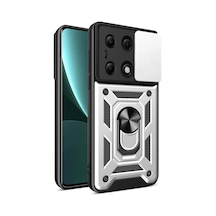 Xiaomi Poco M6 Pro 4g Uyumlu Kılıf Pars Lens Yüzüklü Silikon - Gümüş