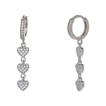 3'lü Kalp Model 925 Ayar Gümüş Zirkon Taşlı Kadın Küpe Gümüş