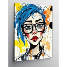 Kanvas Tablo Mavi Saçlı Sanat Portresi 50cmx70cm