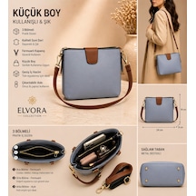 İpek Kadın Çapraz Çanta 3 Bölmeli Kapak Detaylı Omuz Çantası Açık Mavi