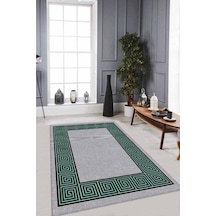 Yeşil Çerçeveli Kaymaz Taban Makinede Yıkanabilir Halı Rv048n11