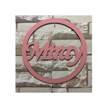3MM Kalınlık 30 CM Makrome Yuvarlak İsim Yazılı Kapı Süsü Pembe Renk