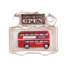 Dekoratif Metal Kapı Yazısı Londra Şehir Otobüsü Open Close 32 Cm