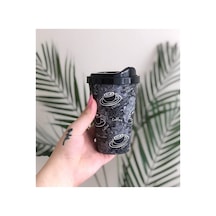 9122 Kahve Bardağı 400 Ml Mat Siyah Desenli