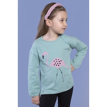 Toontoy Kids Toontoy Kız Çocuk Flamingo Baskılı Tişört Yeşil