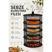 Tineke 4 Katlı Meyve Sebze Kurutma Filesi Katlanabilir Siyah