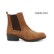 Gönderi(R) Gönderi R Kadın Taba Süet Fermuarlı Kalın Topuklu Hakiki Deri Chelsea Bot Gkzb13452488 Taba Süet