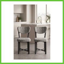 Bezos Sandalye 2 Adet Baby Face Kumaş Metal Ayak Modern Mutfak Sandalyesi Cafe Balkon Ofis Elma 9810 Gri Dmc