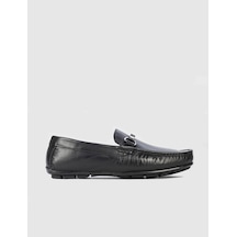 Toka Detaylı Hakiki Deri Siyah Erkek Loafer Siyah