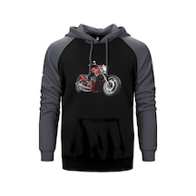 Chopper Cruiser Gri Renk Reglan Kol Kapşonlu Sweatshirt Gri