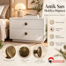 Haskan Yuvarlak Düğme Kulp Antik Sarı