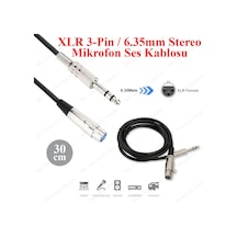 Xlr 3-Pin Dişi 6.35Mm Stereo Fiş Korumalı Mikrofon Kablosu - 30Cm