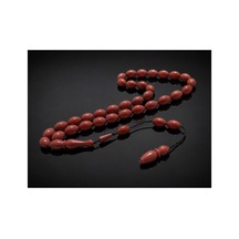Erkek Hediyelik Sıkma Kehribar Tesbih Beyzi Kesim, Sıralı Sistem Püsküllü, Ahşap Kutulu Bej - 905905746 Bej - 905905746 Bej