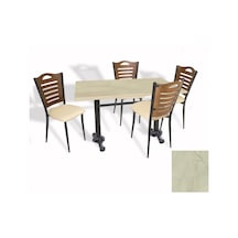 Çipa Döküm Ayak - Papelli Sandalye Mutfak Masa Takımı Werzalit, Wermodin Ve Allzalit Tabla - Golden Marble- Krem - 80x140 Çok Renkli